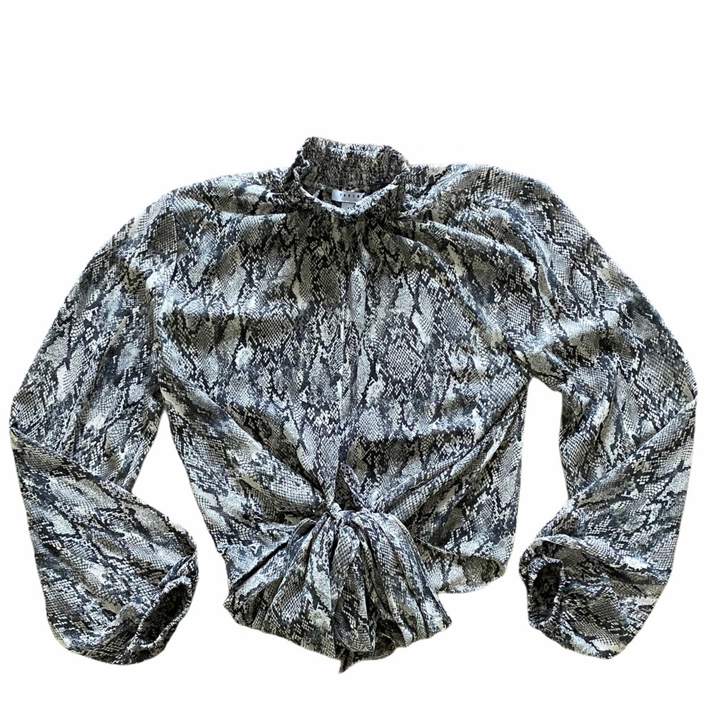 NWOT Printed Turtle Neck Top with Tie Feature
